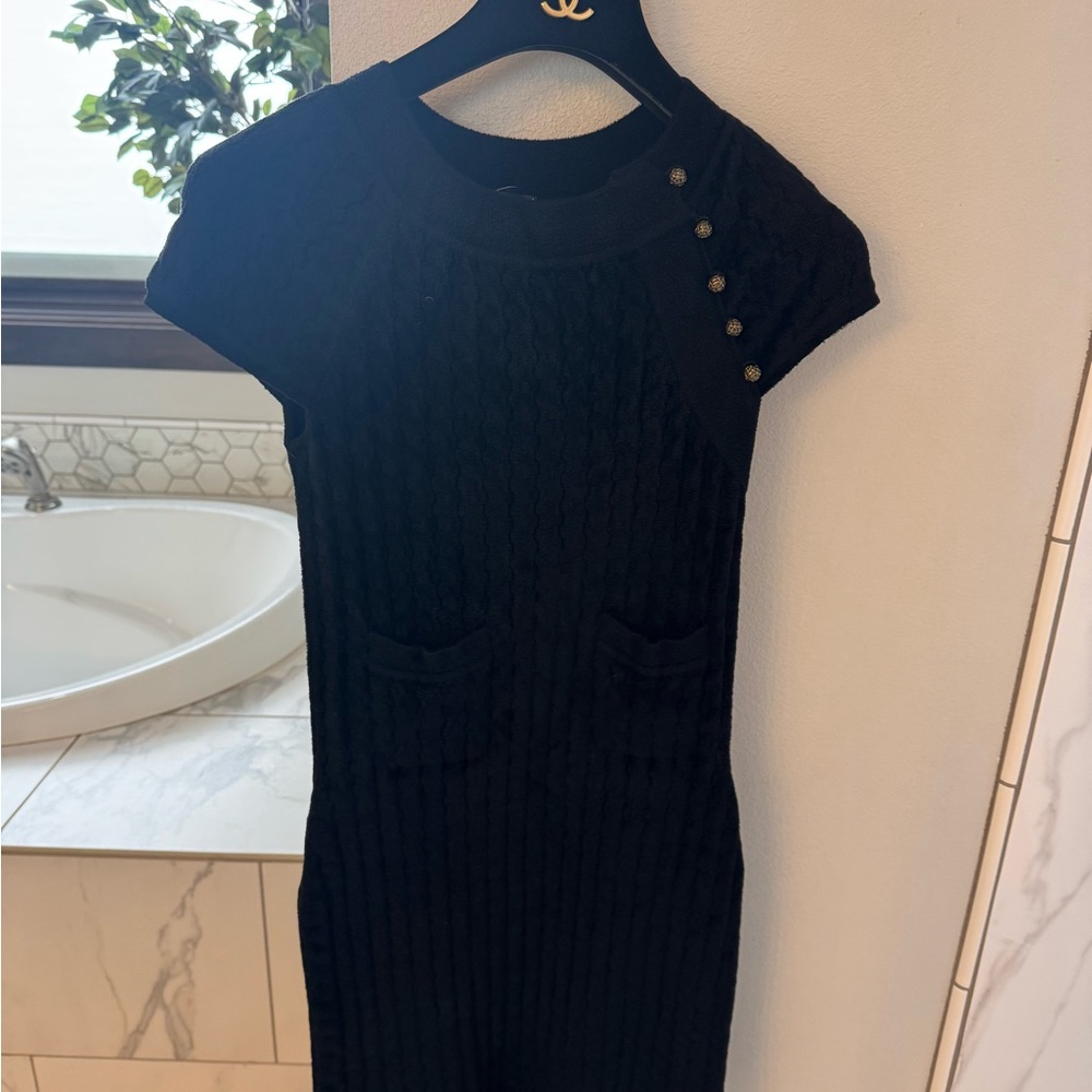 CHANEL Black Dress with Button Detail